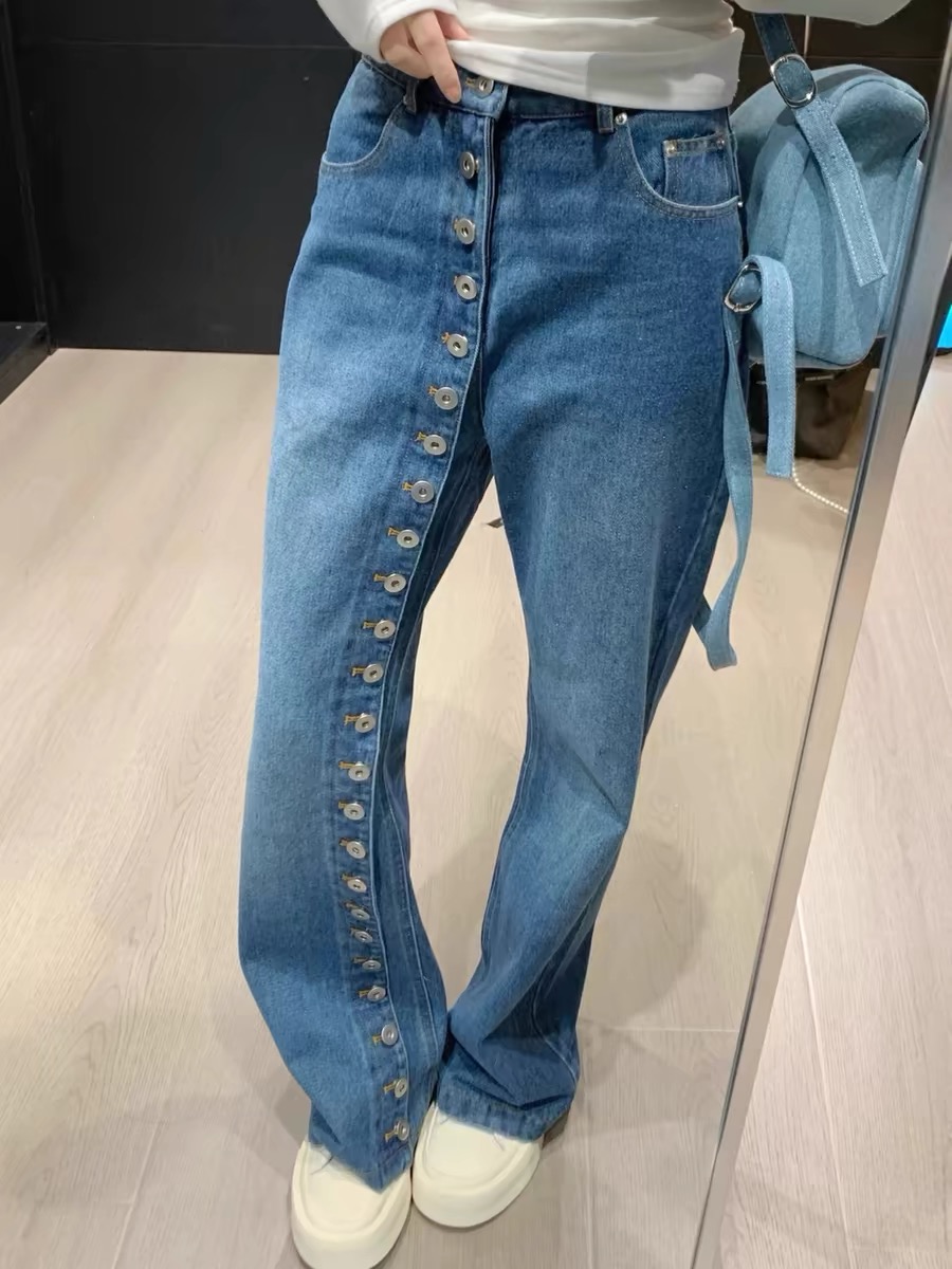 ボタンフライストレートデニムパンツ | レディースファッション通販 ボタンフライストレートデニムパンツ | レディースファッション通販