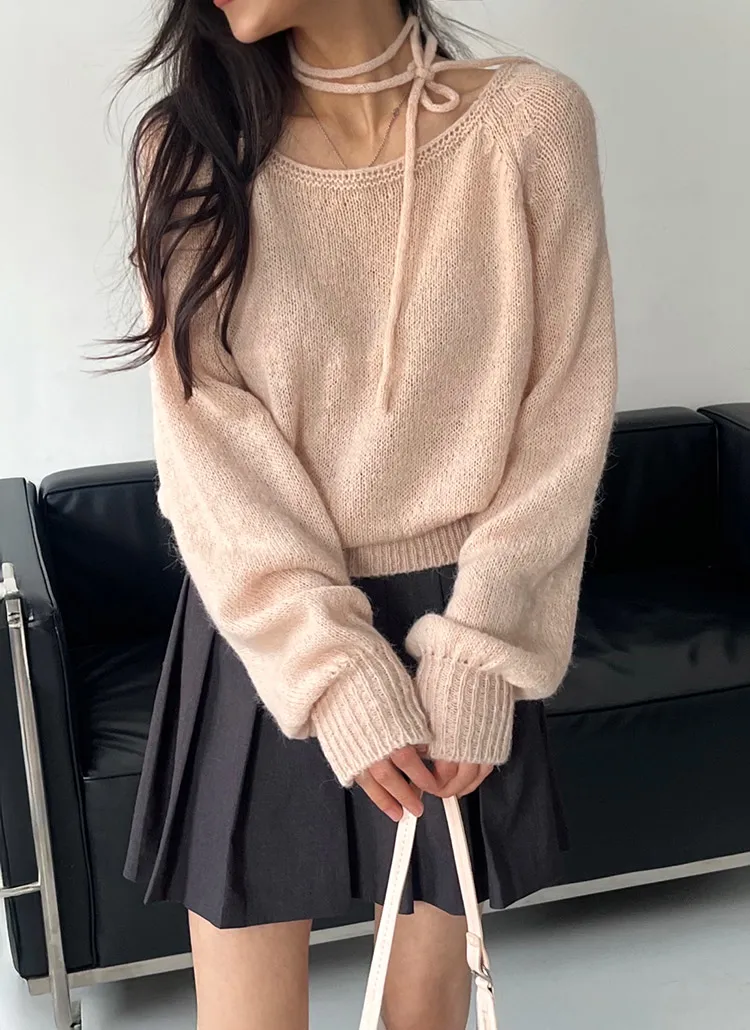 ストラップ付アルパカ混ラグランニット | 詳細画像1