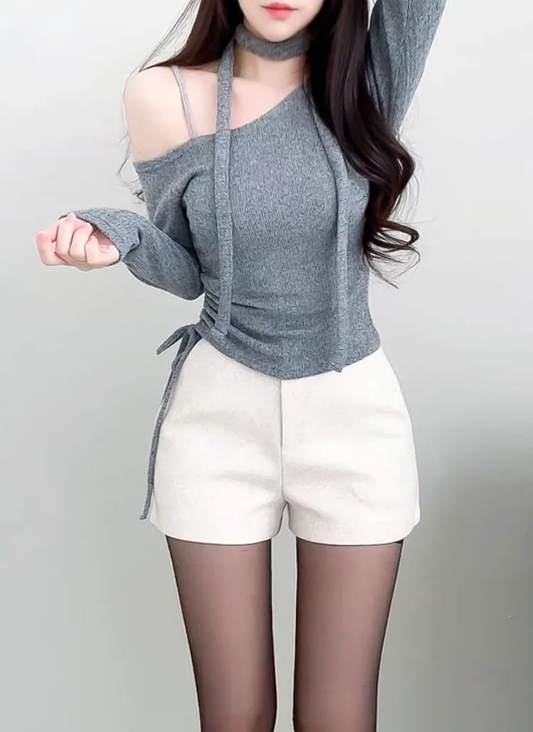 起毛ハイウエストショートパンツ | auvezay | 詳細画像1