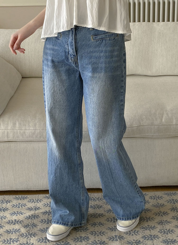 バックセンターラインポケットデニムパンツ | レディースファッション