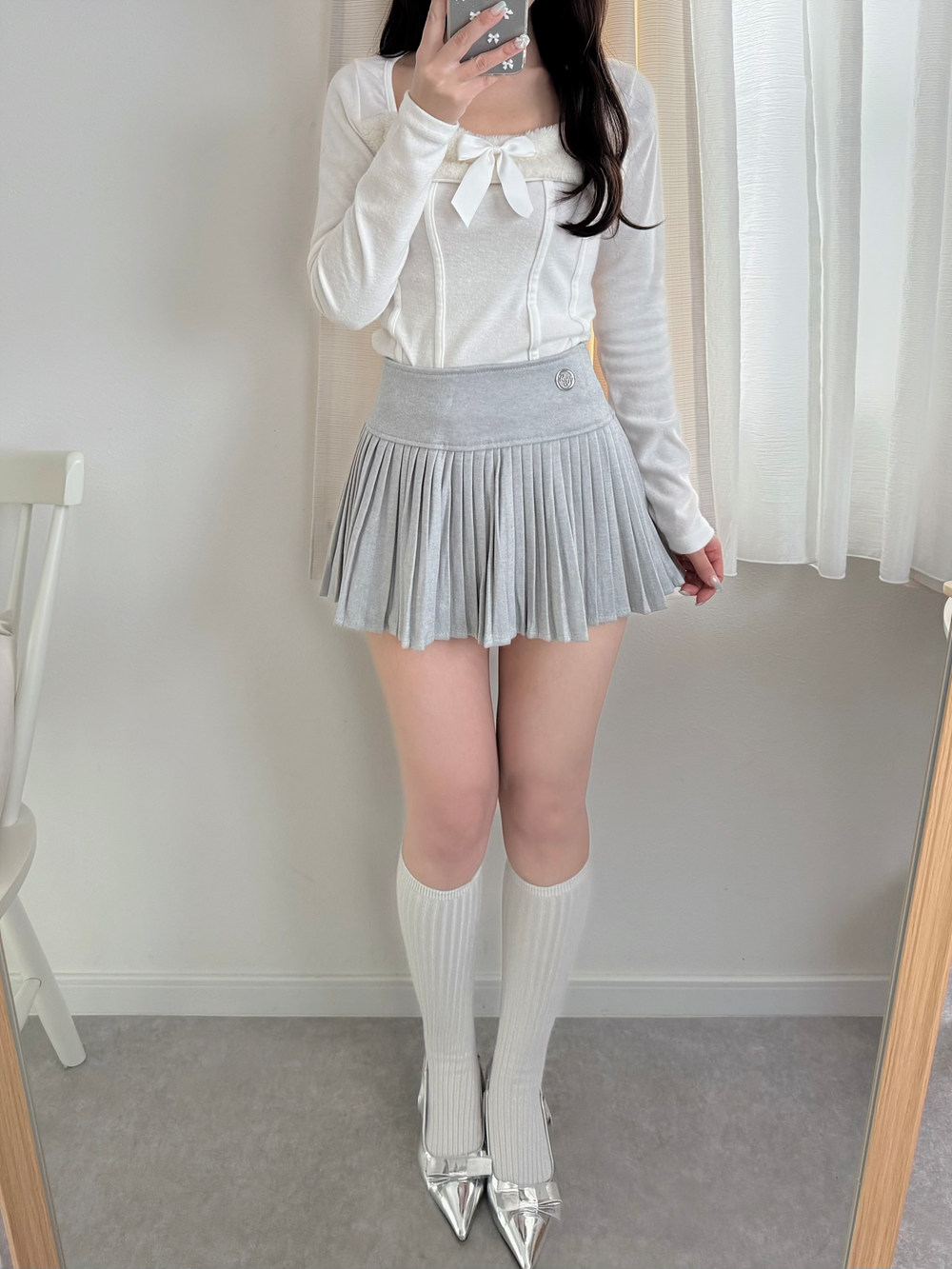 パンツ裏地ローウエストプリーツスカート | 詳細画像3