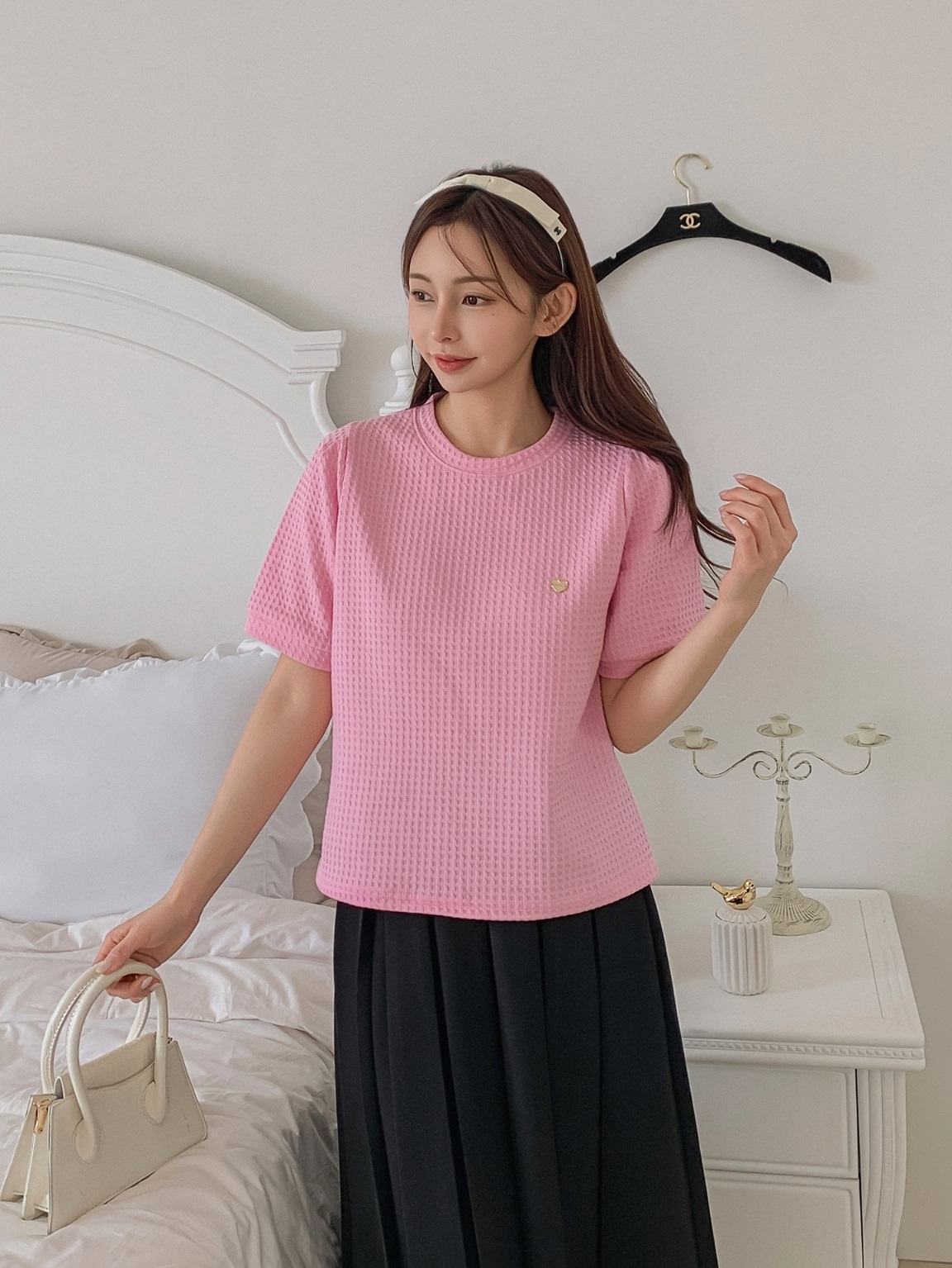 ハートチャームワッフルパフ半袖Tシャツ | 詳細画像12