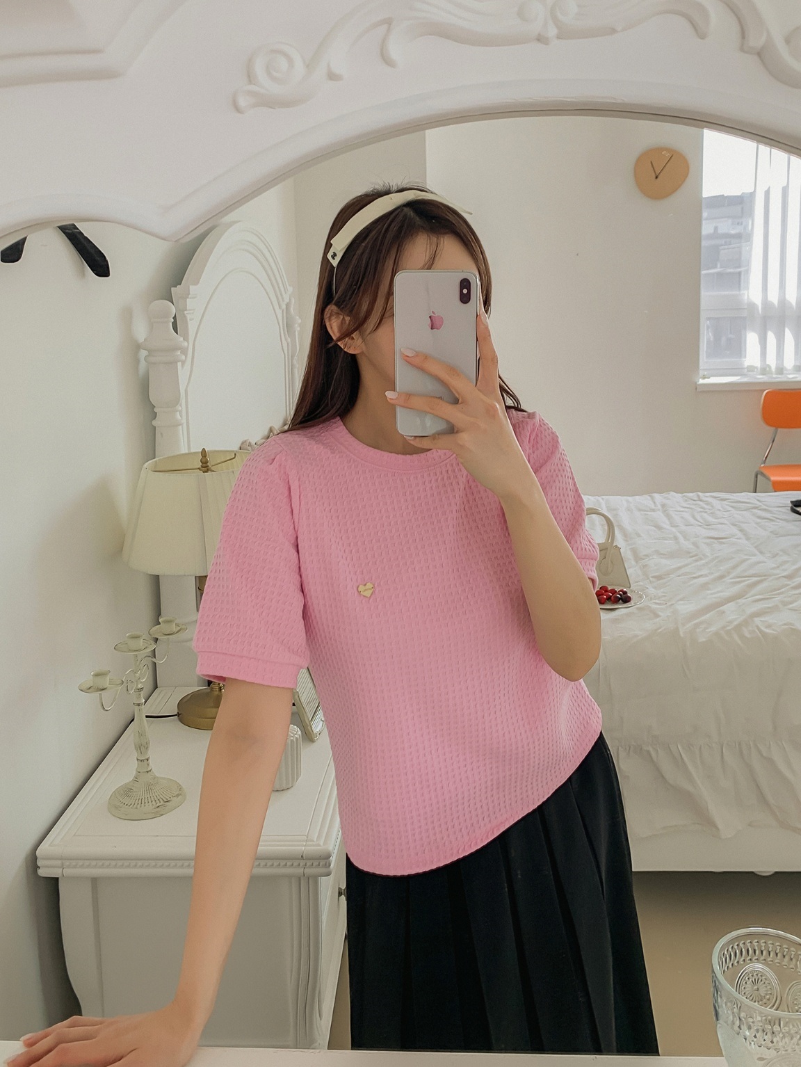 ハートチャームワッフルパフ半袖Tシャツ | 詳細画像20