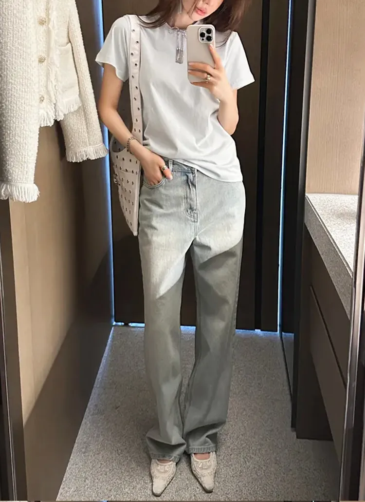 ライトブルーストレートデニムパンツ | partysu | 詳細画像1