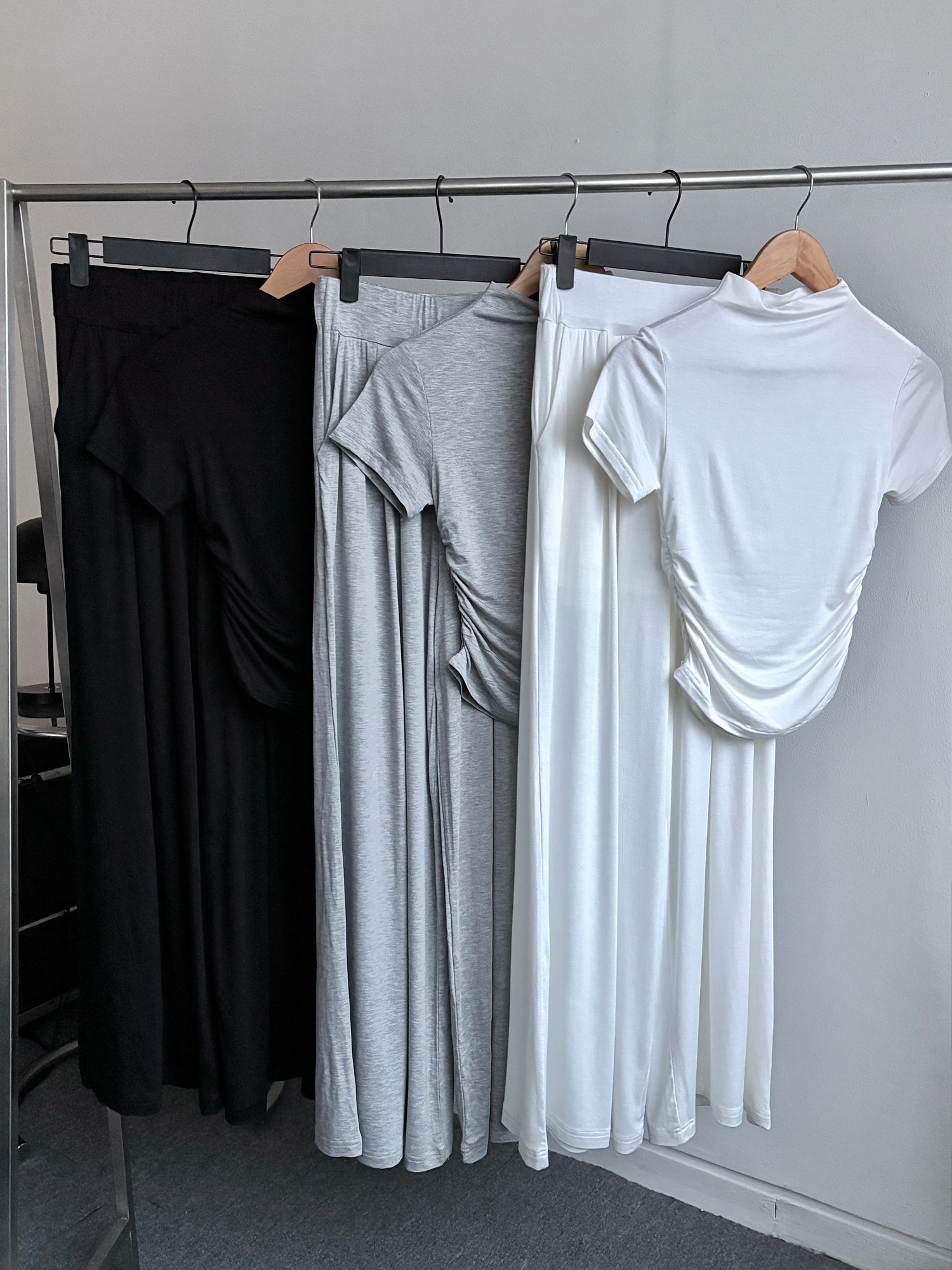 モックネックシャーリング半袖Tシャツ&ワイドパンツSET | 詳細画像6