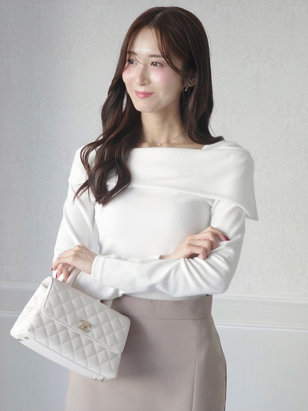 オフショル風スリム長袖Tシャツ | 詳細画像2