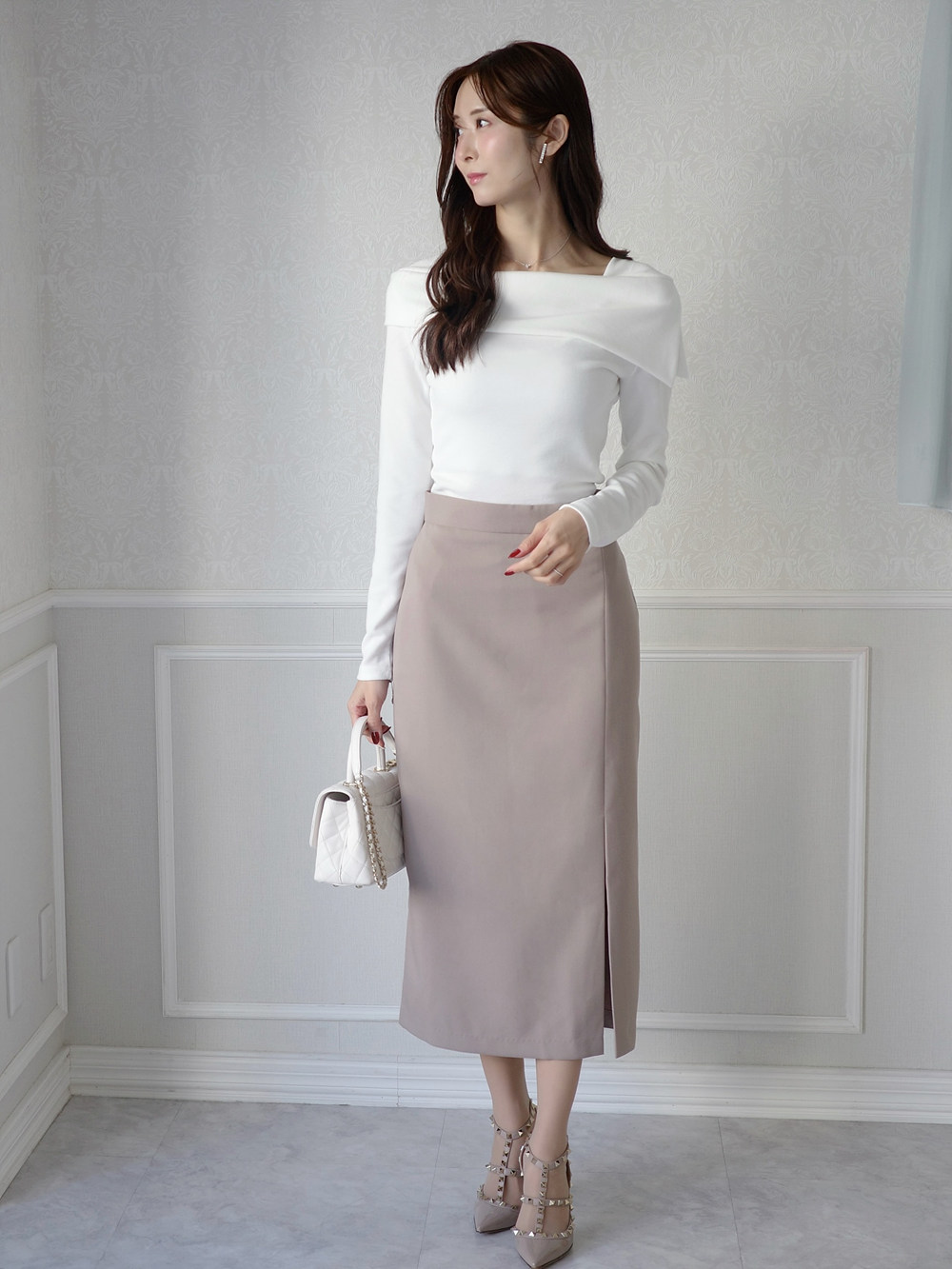 オフショル風スリム長袖Tシャツ | 詳細画像6