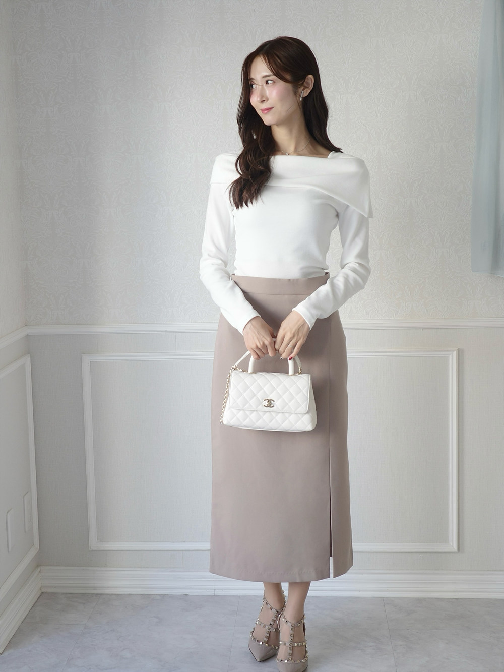 オフショル風スリム長袖Tシャツ | 詳細画像7