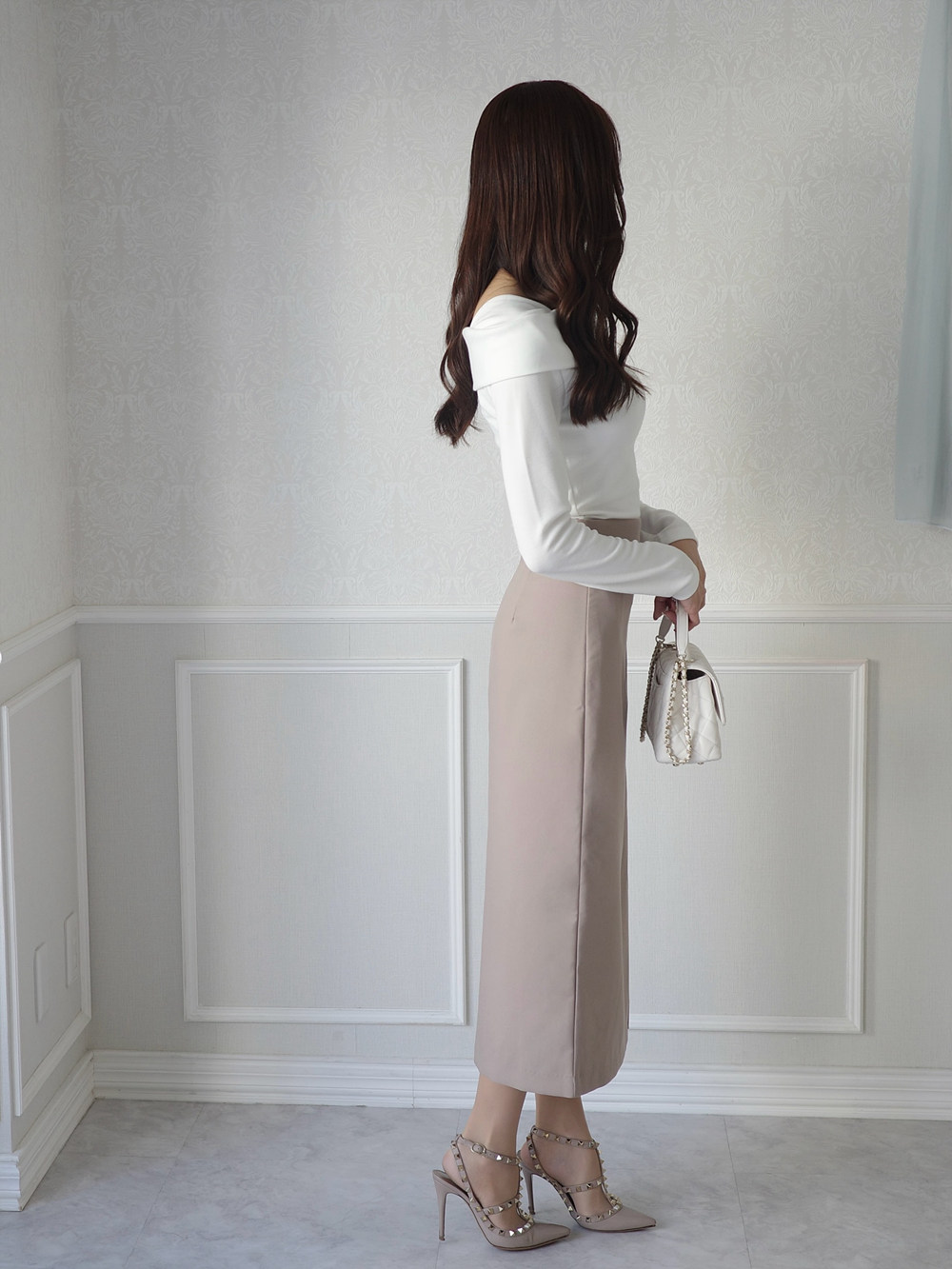 オフショル風スリム長袖Tシャツ | 詳細画像9