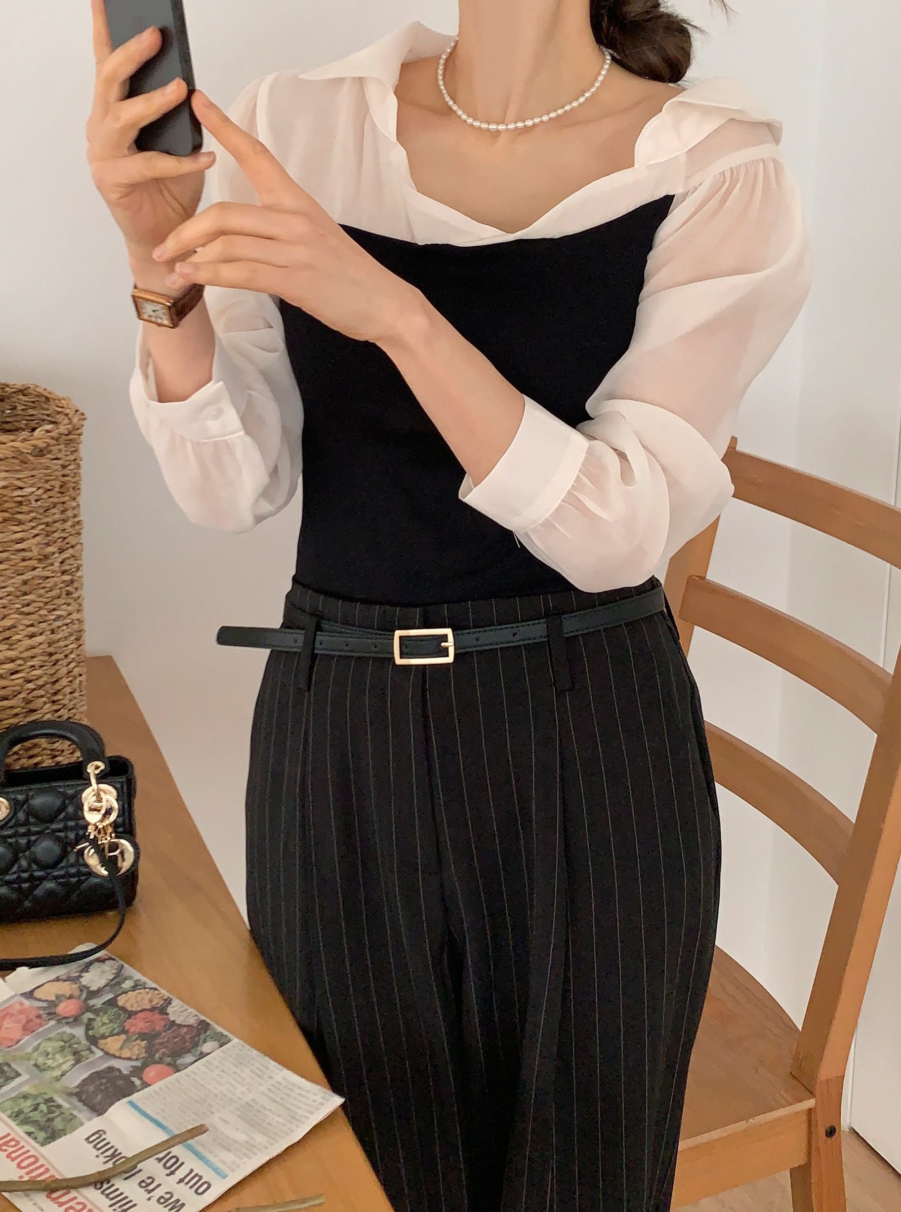 2WAYカラーブラウスドッキングTシャツ | 詳細画像8
