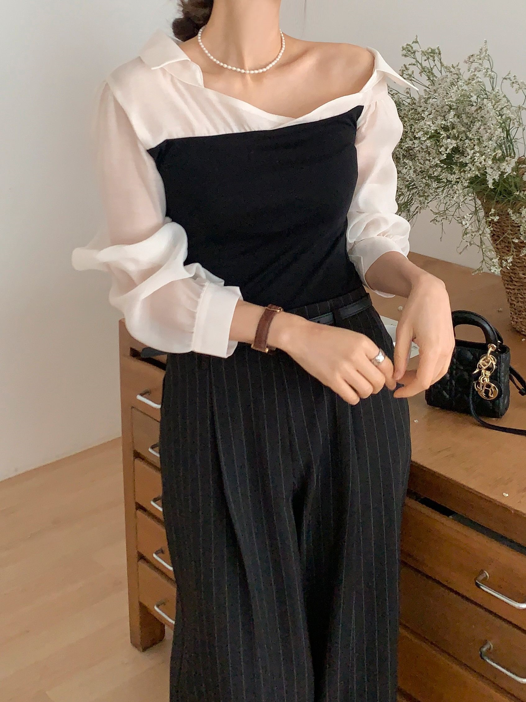 2WAYカラーブラウスドッキングTシャツ | 詳細画像14