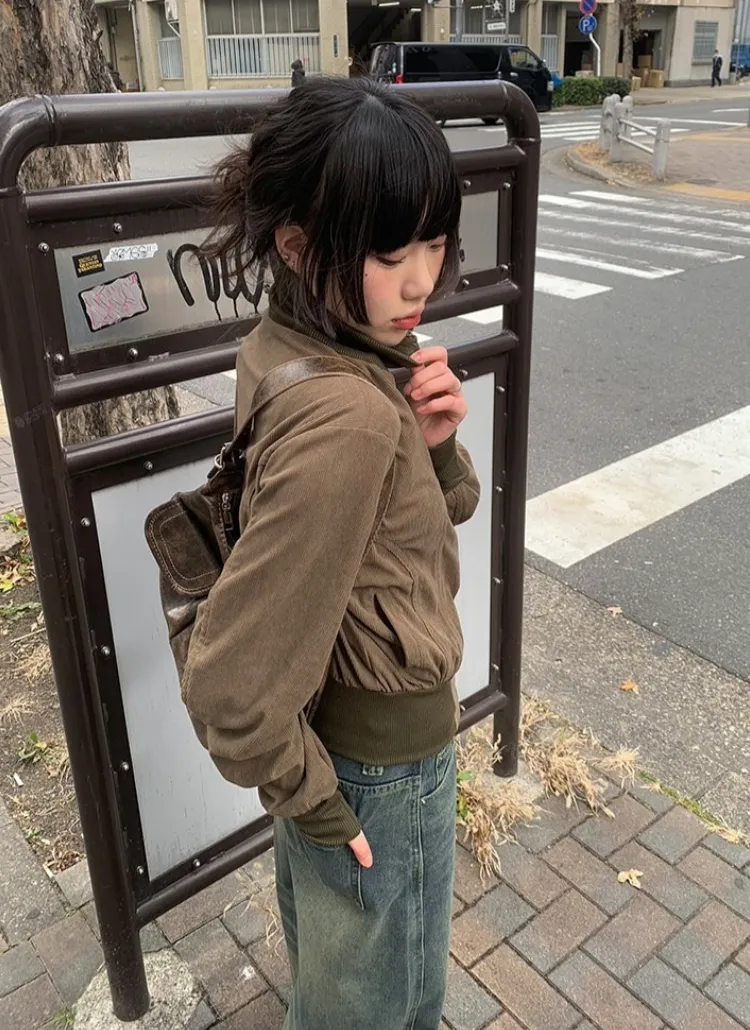 2WAYネックコーデュロイ配色ジャンパー | anyonemore | 詳細画像1