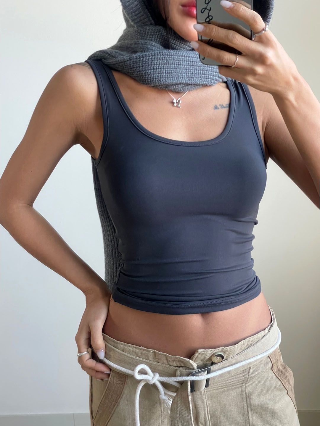 Uネックスリムタンクトップ | 詳細画像6