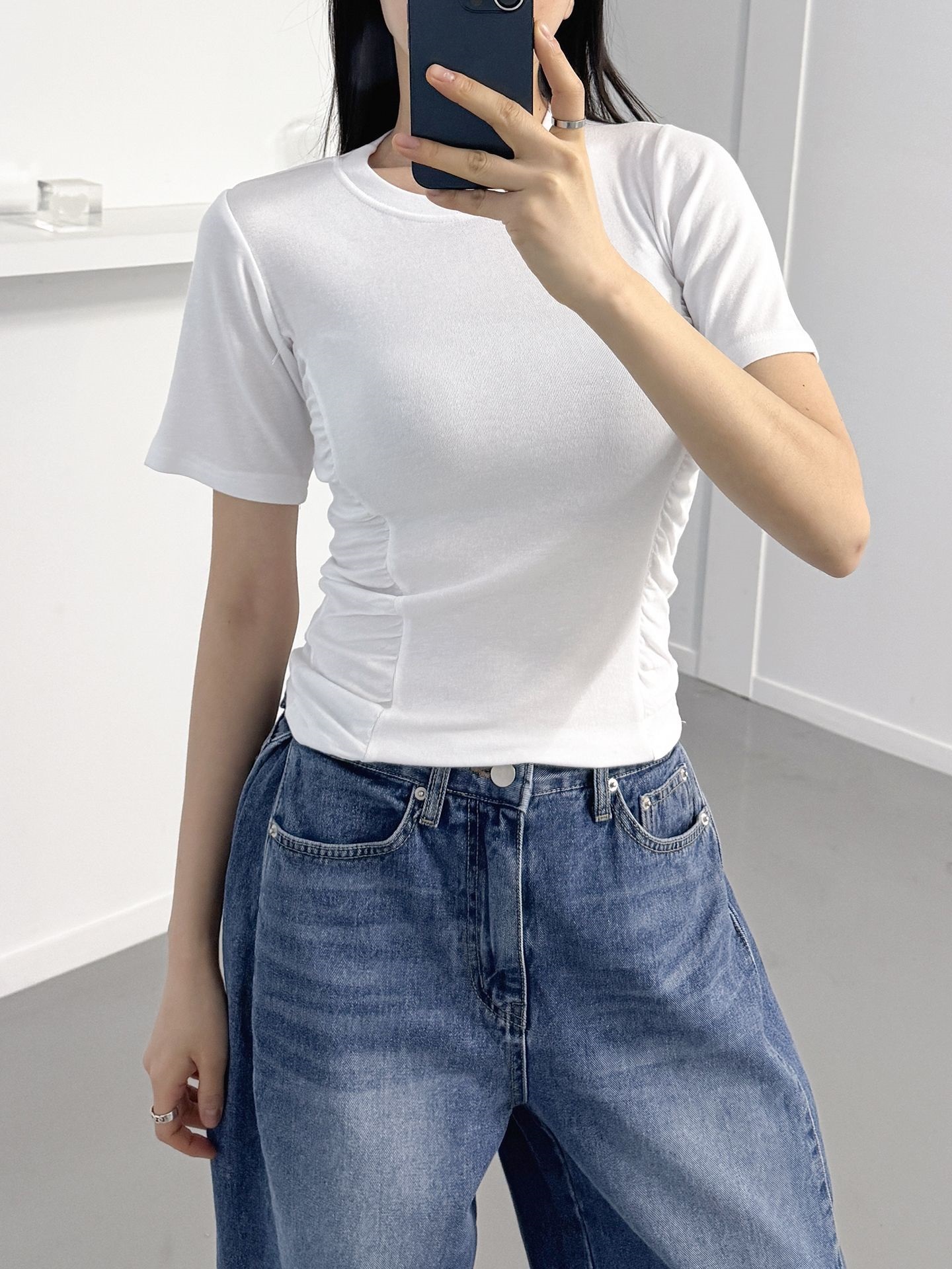シャーリングタイト半袖Tシャツ | 詳細画像5
