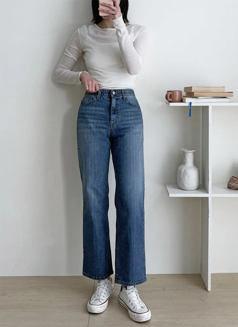 クロップドシークレットゴムデニムパンツ | 詳細画像1