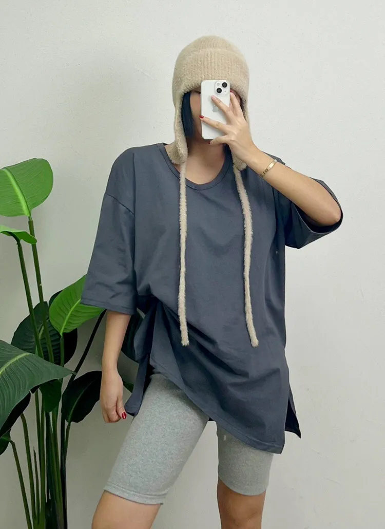 ショルダーパッドUネックスリットボクシーTシャツ | 詳細画像1