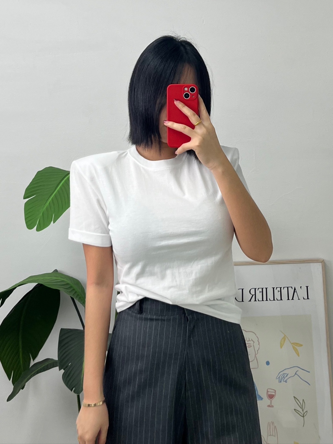 ショルダーパッドロールアップ半袖Tシャツ | 詳細画像4