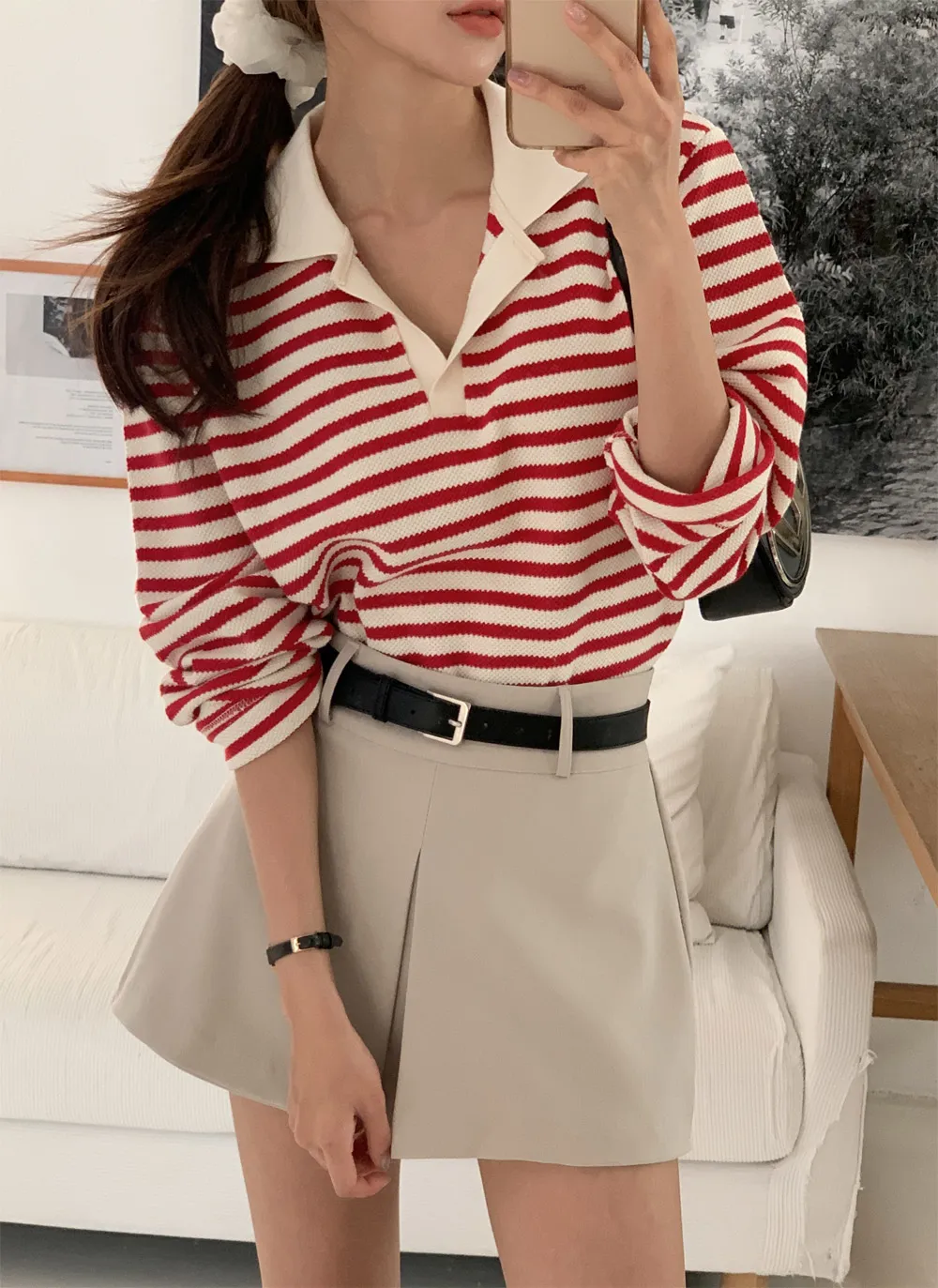 スキッパーボーダースリットTシャツ | 詳細画像1