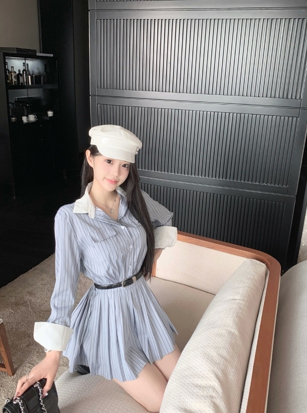 配色フラップストライプシャツミニワンピース | 詳細画像2