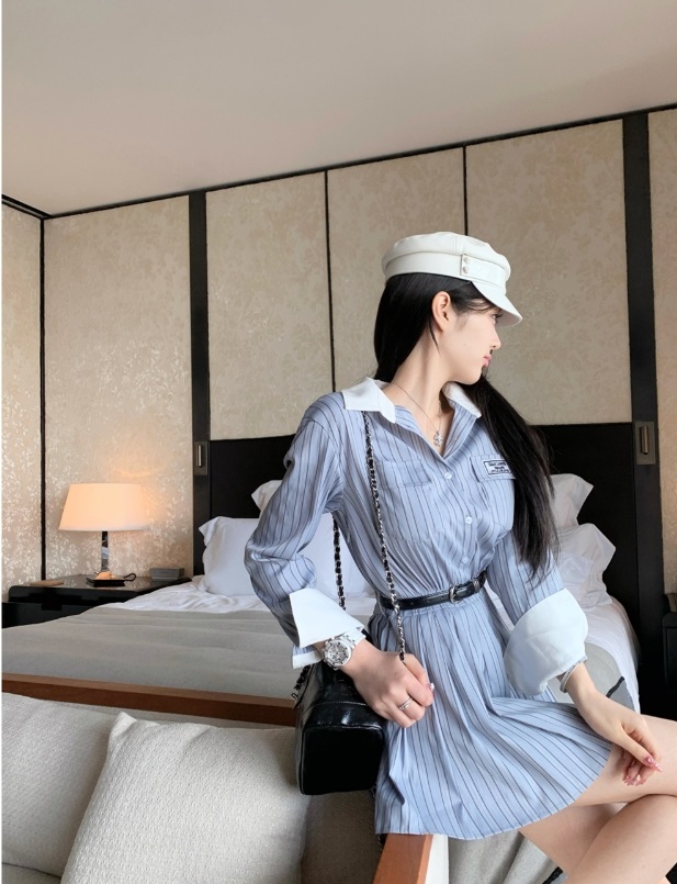 配色フラップストライプシャツミニワンピース | 詳細画像6