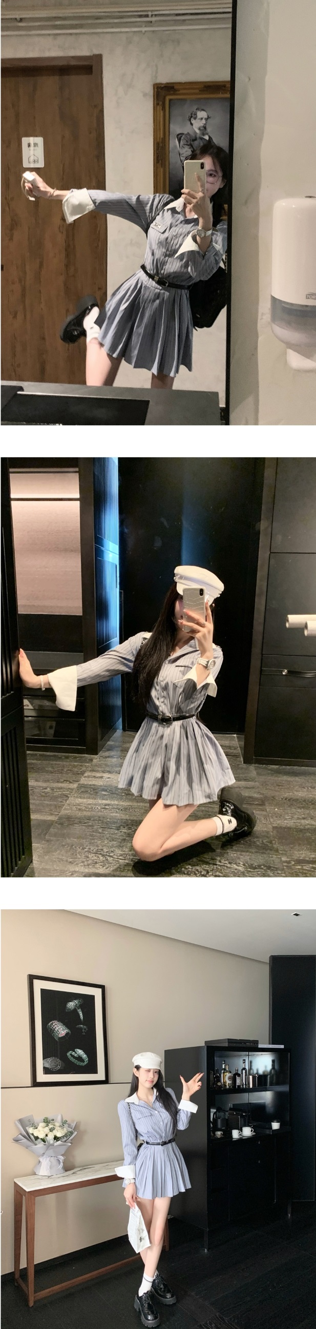 配色フラップストライプシャツミニワンピース | 詳細画像10