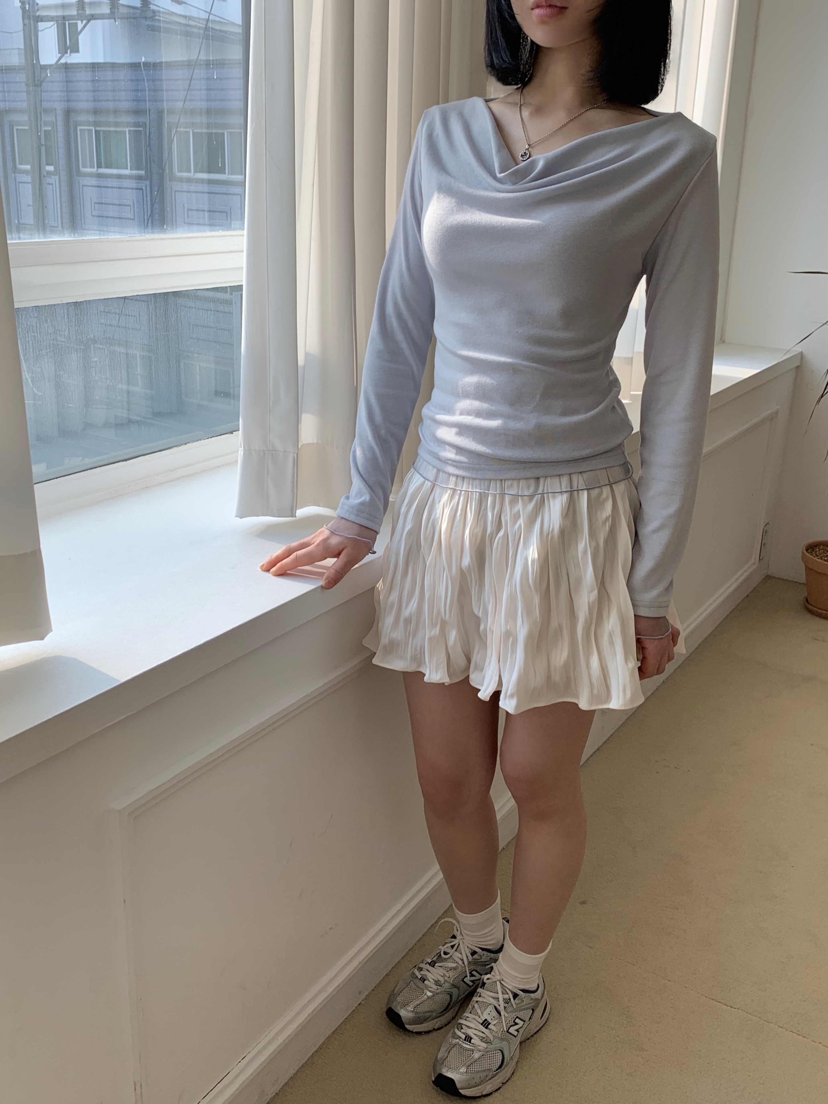 シアーヘムドレープネックTシャツ | 詳細画像3
