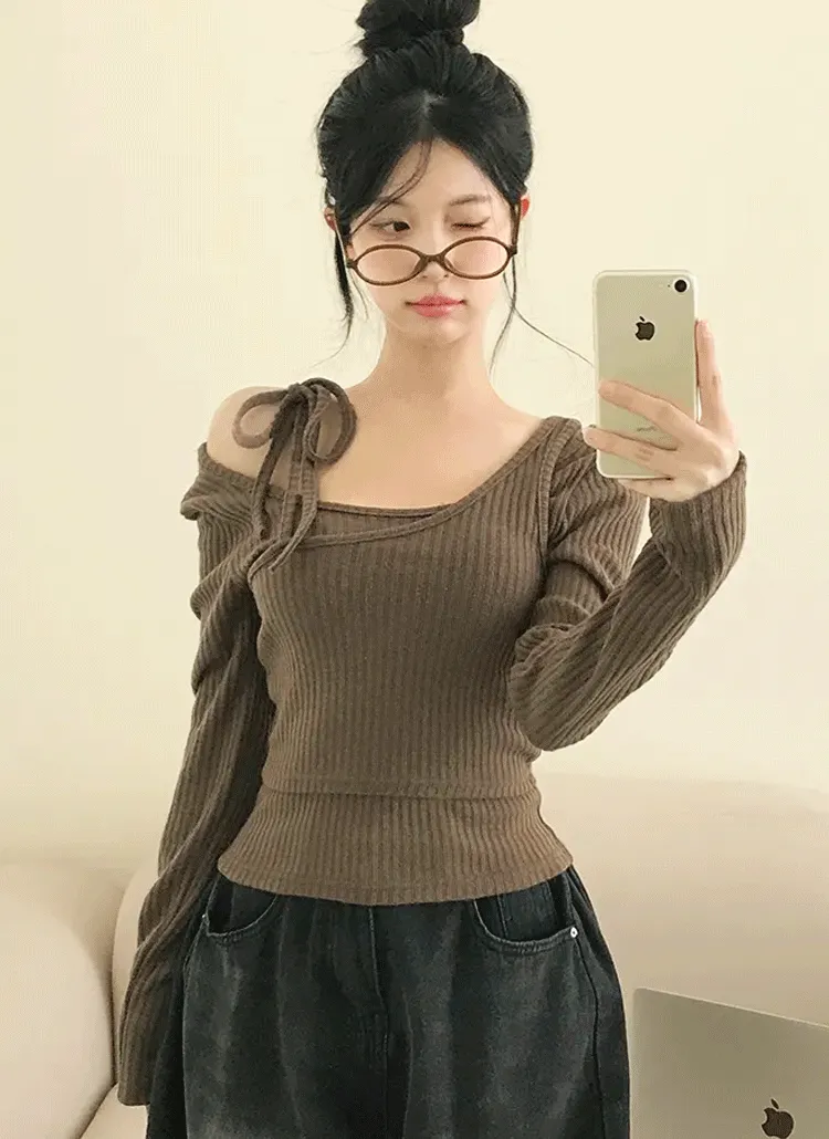 2WAYリブTシャツ&アシメリボンビスチェSET | creamsugar | 詳細画像1