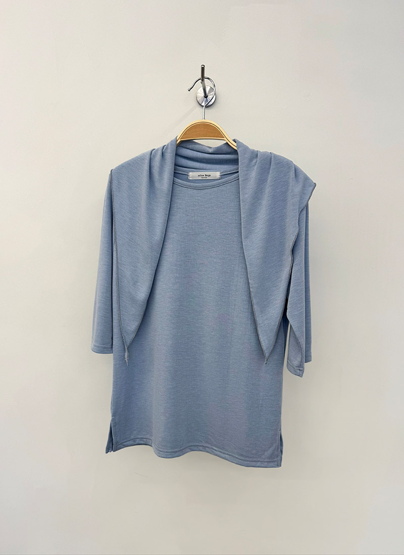 スカーフ付スリット5分袖Tシャツ | 詳細画像12