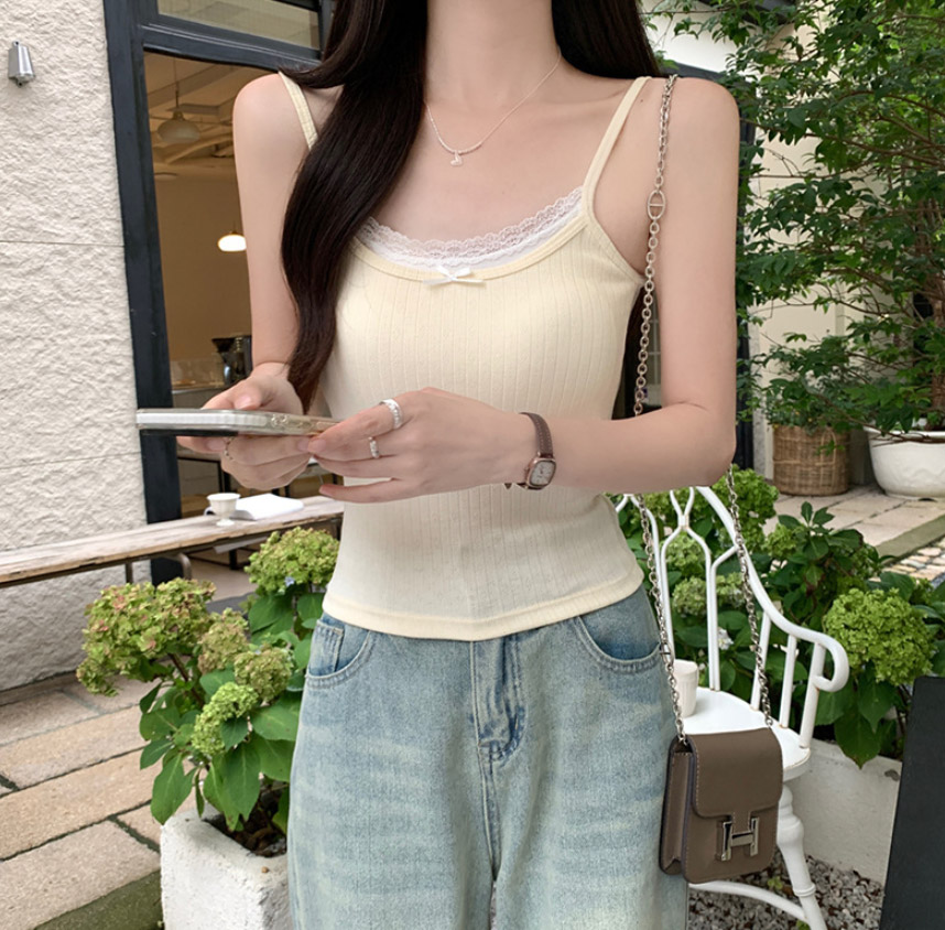 カップ配色リボンレースリブキャミソール | 詳細画像16