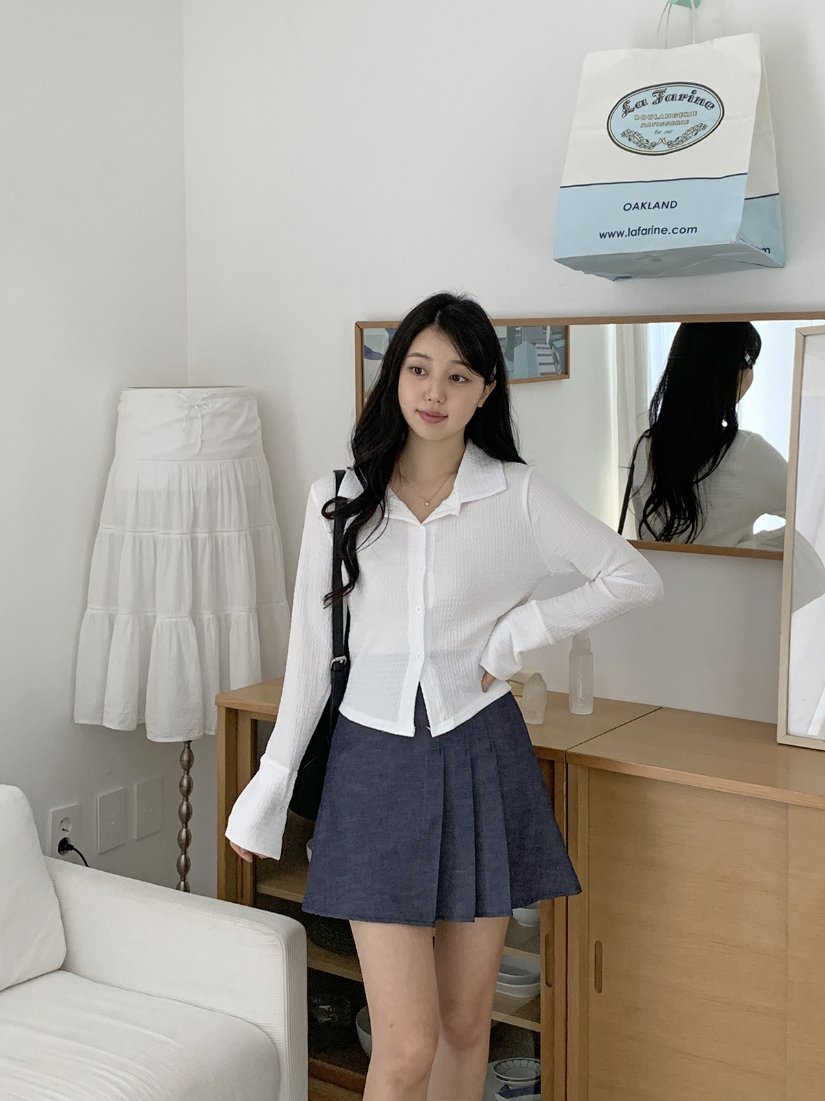 パンツ裏地プリーツデニムミニスカート | 詳細画像11