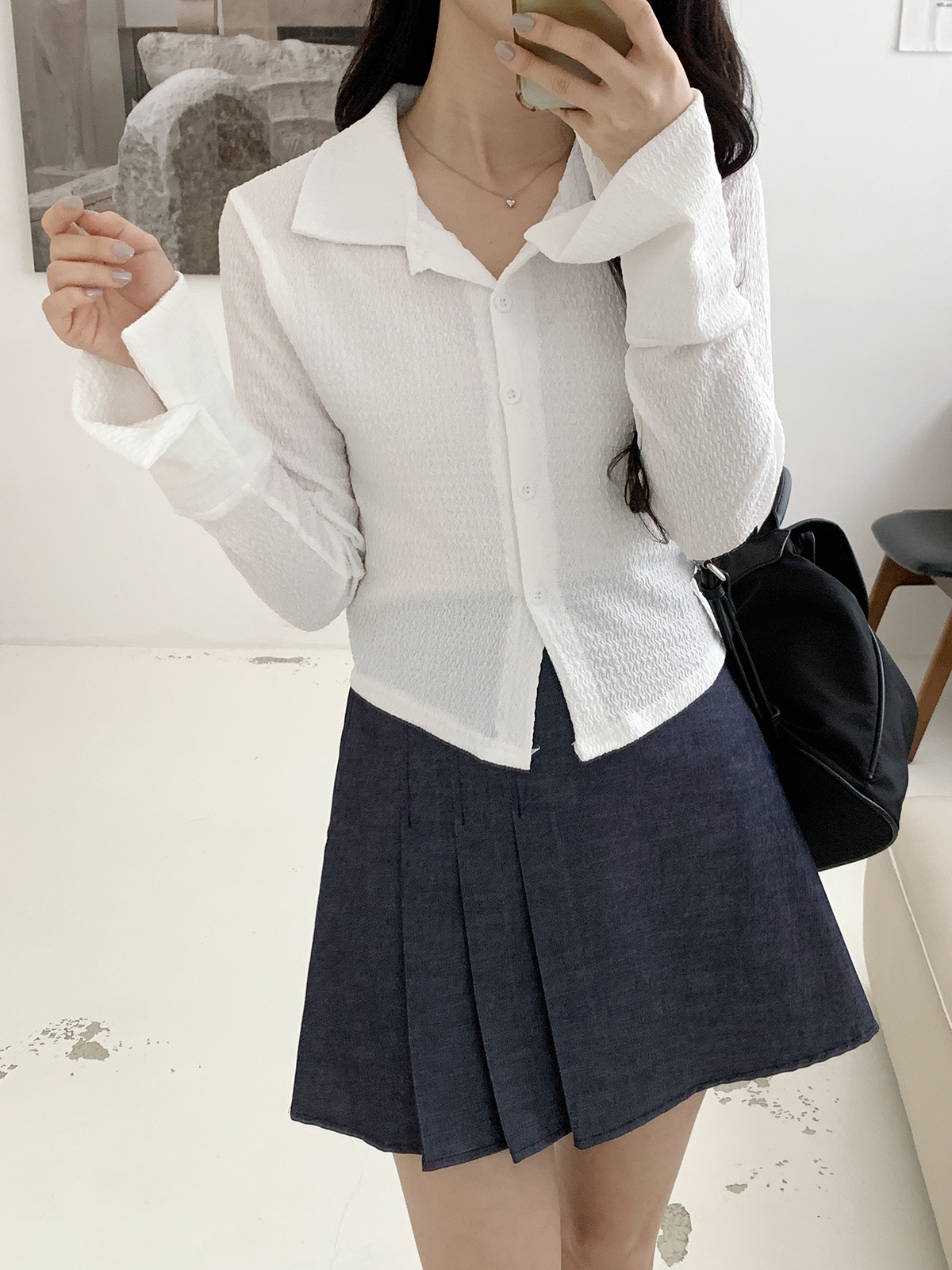 パンツ裏地プリーツデニムミニスカート | 詳細画像14