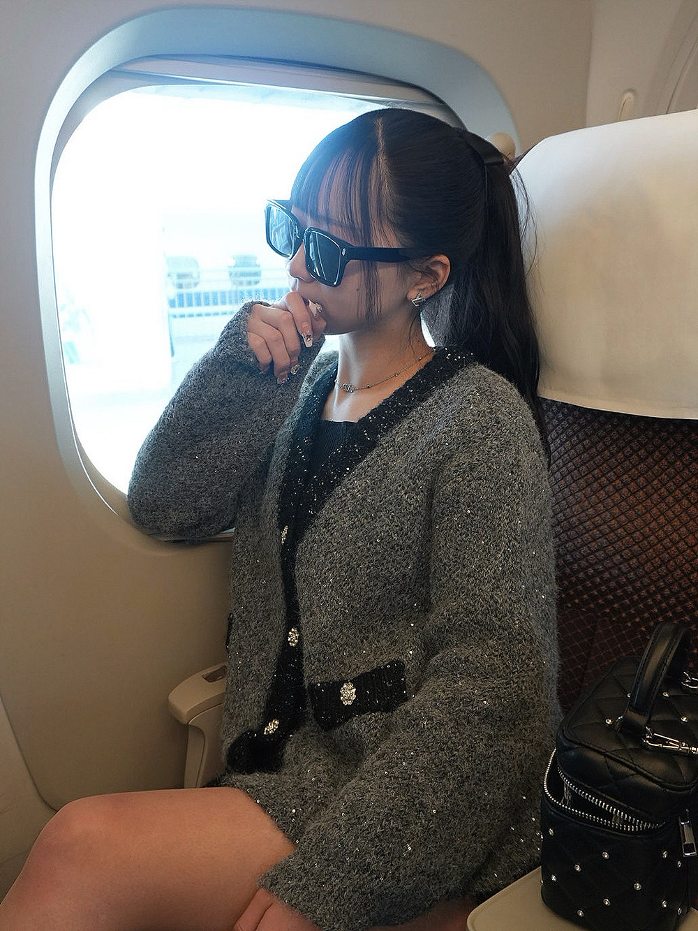 ウール混スパンコールビジュー配色カーディガン | 詳細画像4