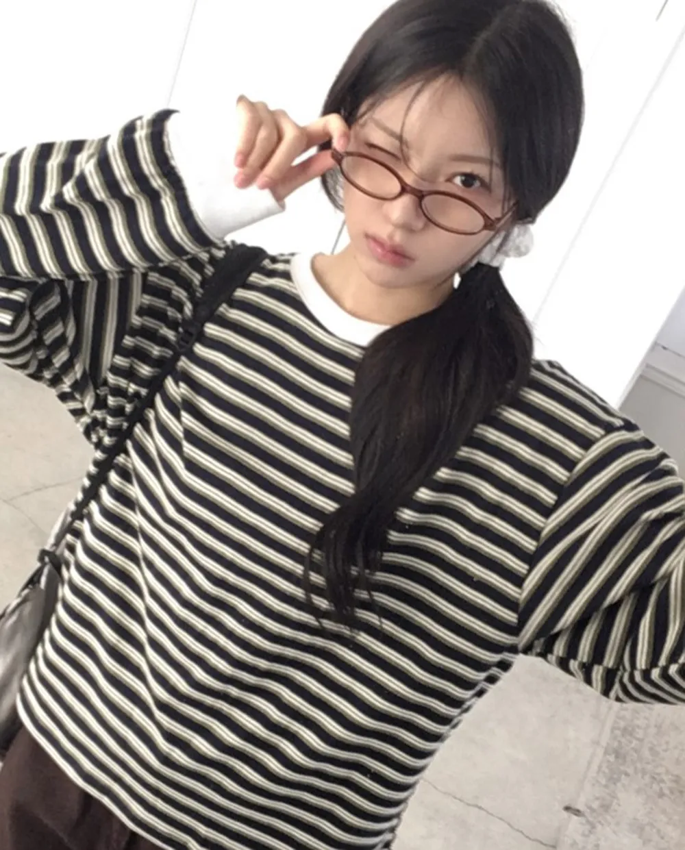 配色ネックルーズボーダーTシャツ | WONDERWONDER | 詳細画像1