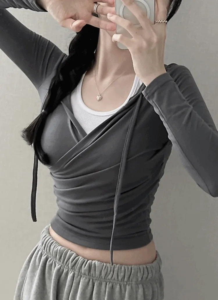 カシュクールフードクロップドTシャツ | NEEDON | 詳細画像1