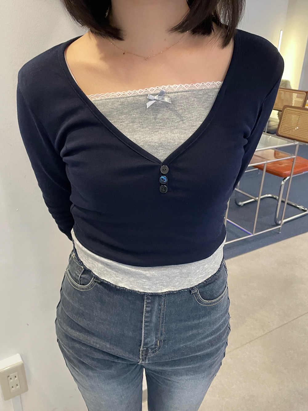 レースリボンボタン長袖Tシャツ | 詳細画像11