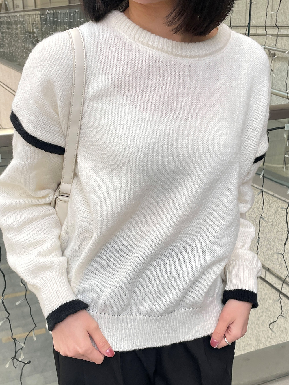 配色ルーズラウンドニット | 詳細画像2