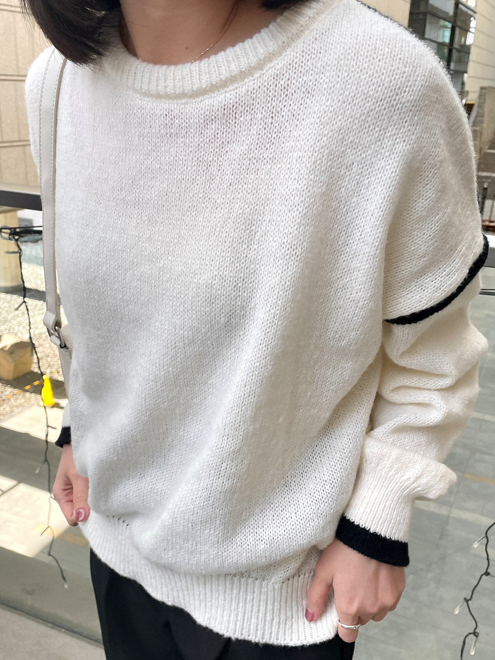 配色ルーズラウンドニット | 詳細画像4