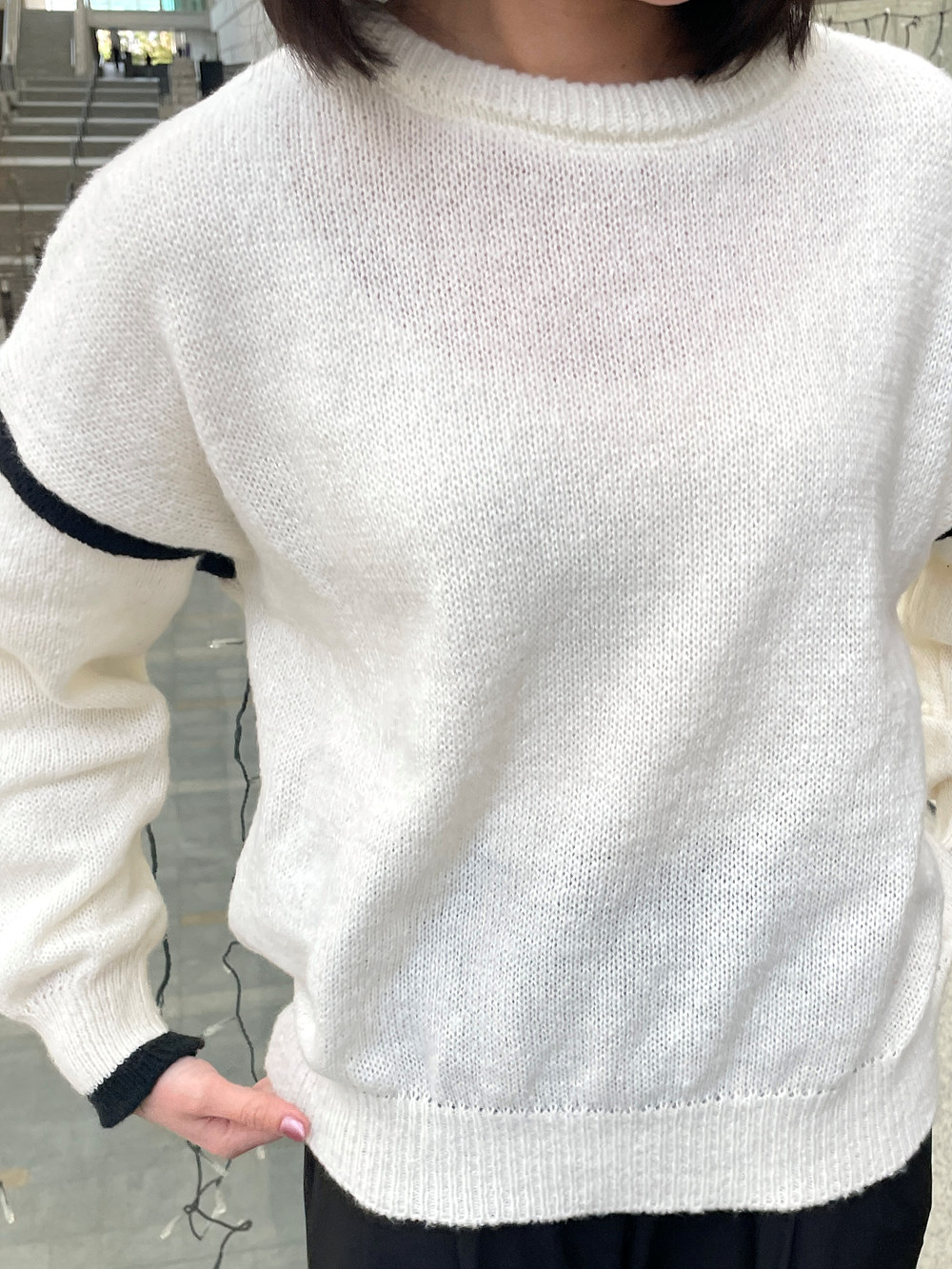 配色ルーズラウンドニット | 詳細画像6