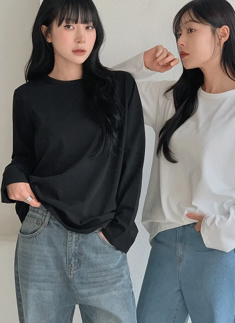 ラウンドネックルーズ長袖Tシャツ | hotping | 詳細画像1