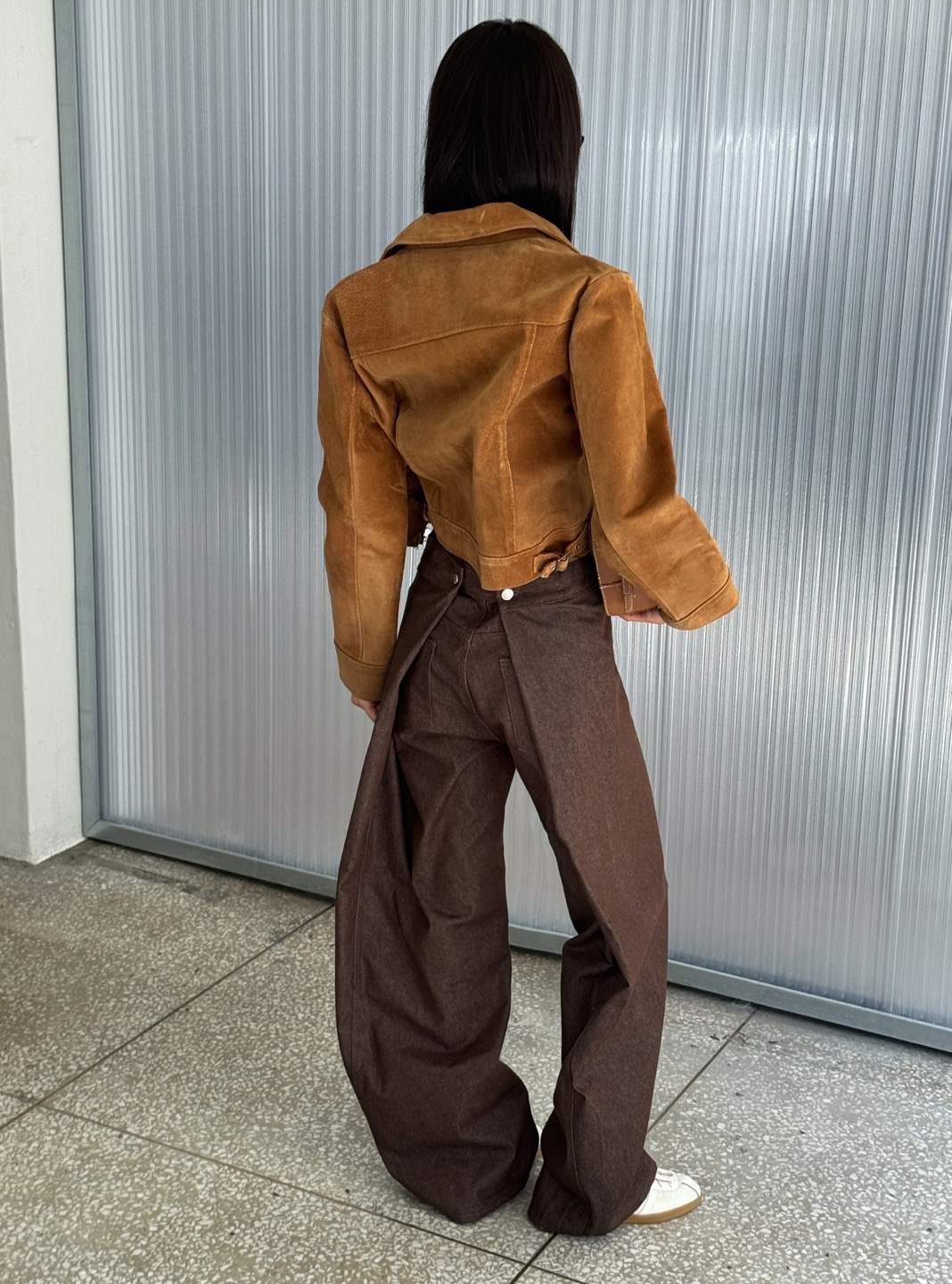 バックボタンラップワイドデニムパンツ | 詳細画像5