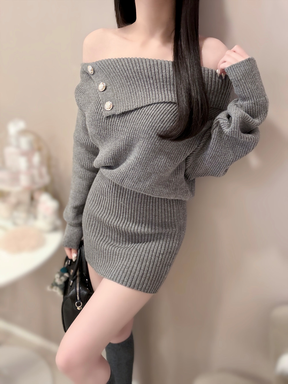 ゴールドボタンオフショルミニワンピース | 詳細画像5