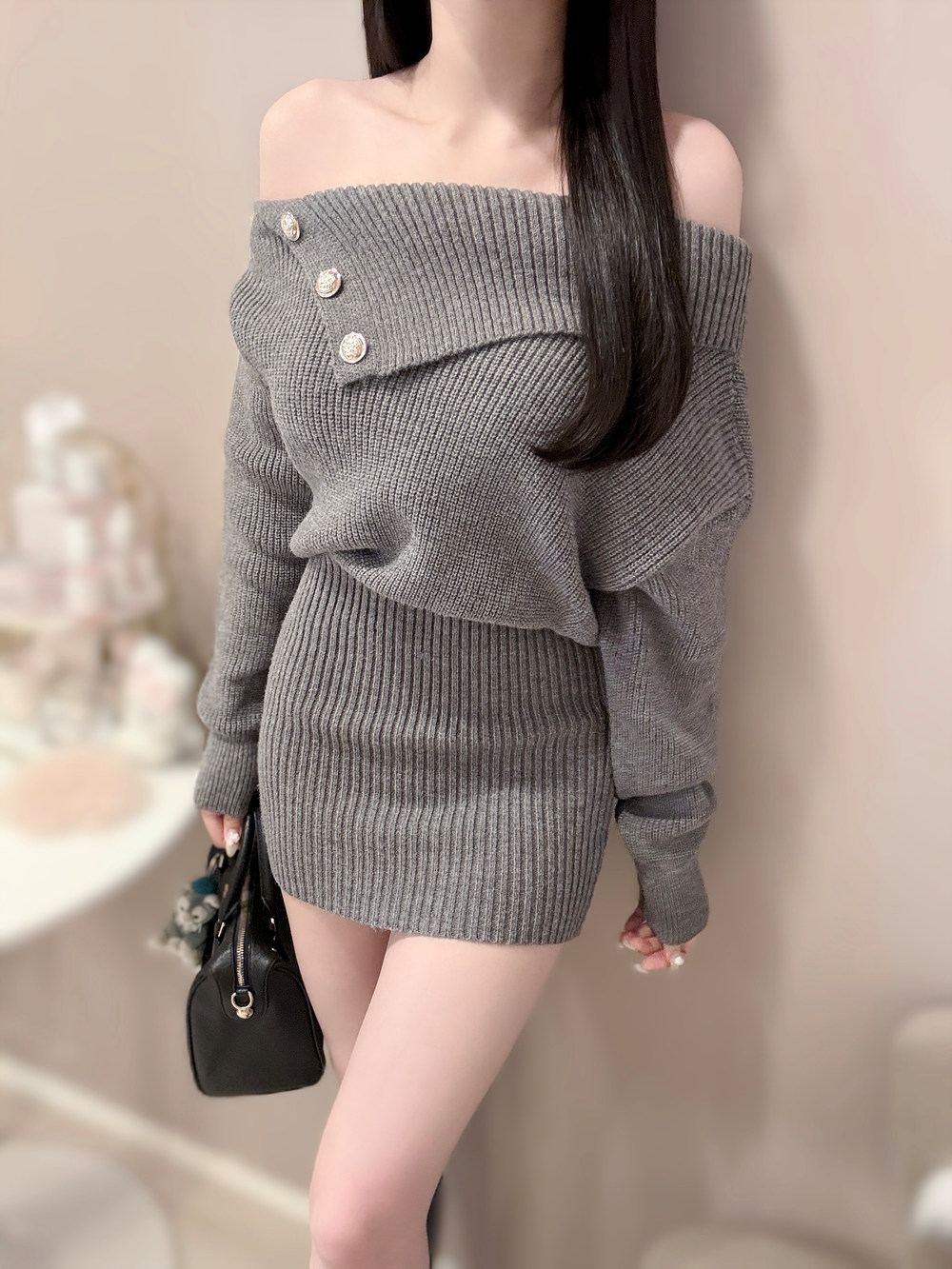 ゴールドボタンオフショルミニワンピース | 詳細画像6