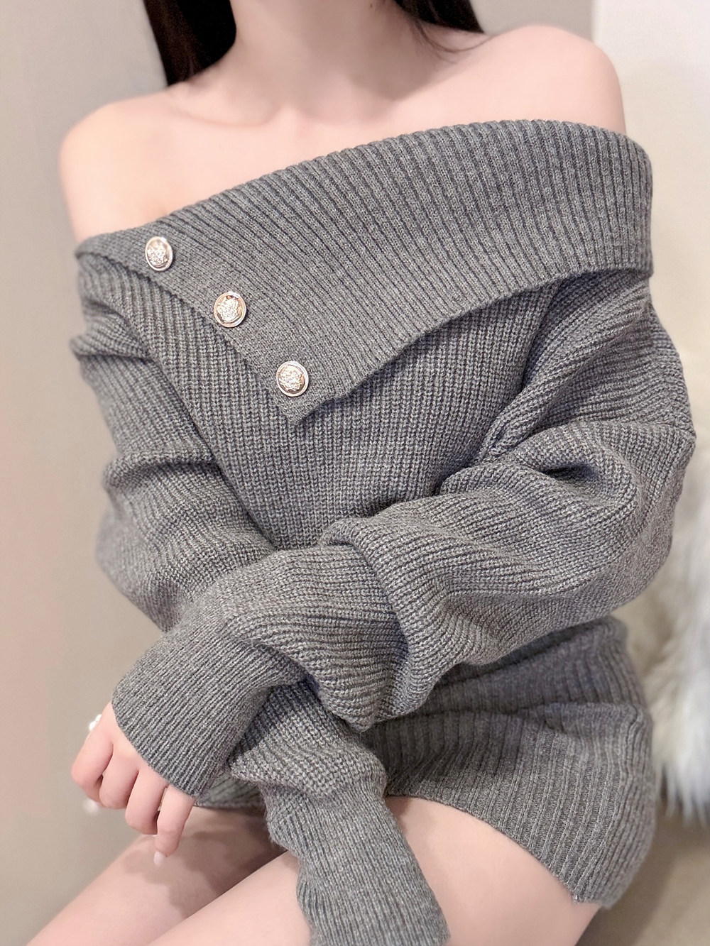 ゴールドボタンオフショルミニワンピース | 詳細画像8