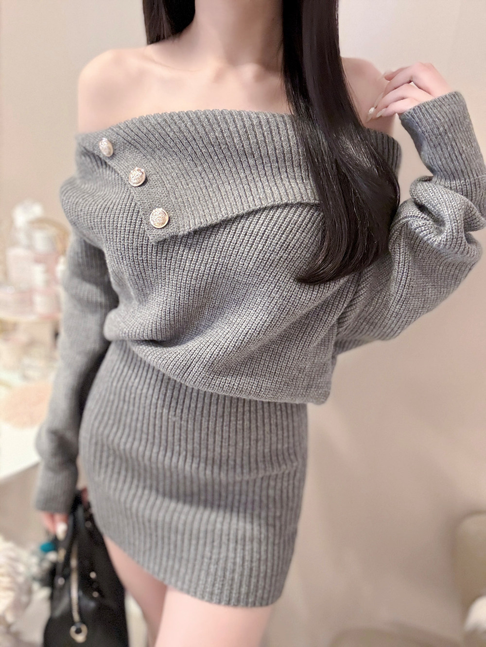 ゴールドボタンオフショルミニワンピース | 詳細画像10