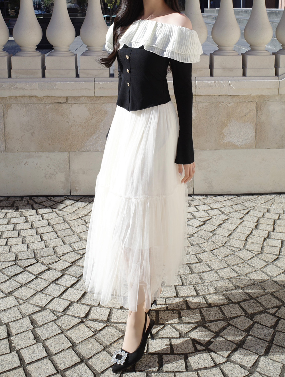 THETOÉ フリルロングスカート サテンフリルロングスカート | ファッション通販サイト NUGU