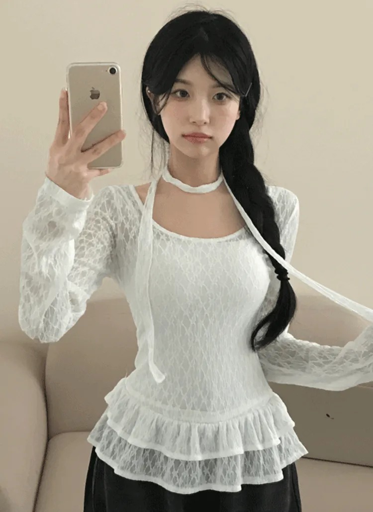 ストラップ付レースフリルTシャツ | creamsugar | 詳細画像1