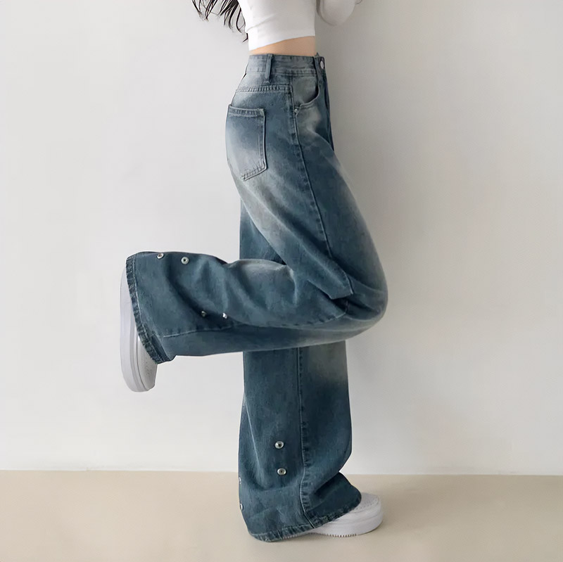 ボタンヘムビンテージワイドデニムパンツ | 詳細画像8