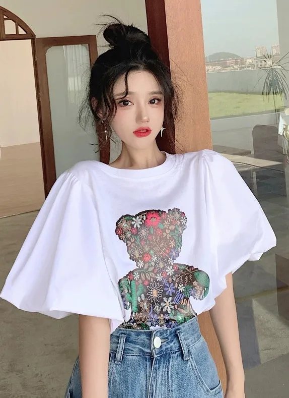 フラワーベアバルーン半袖Tシャツ | 詳細画像1
