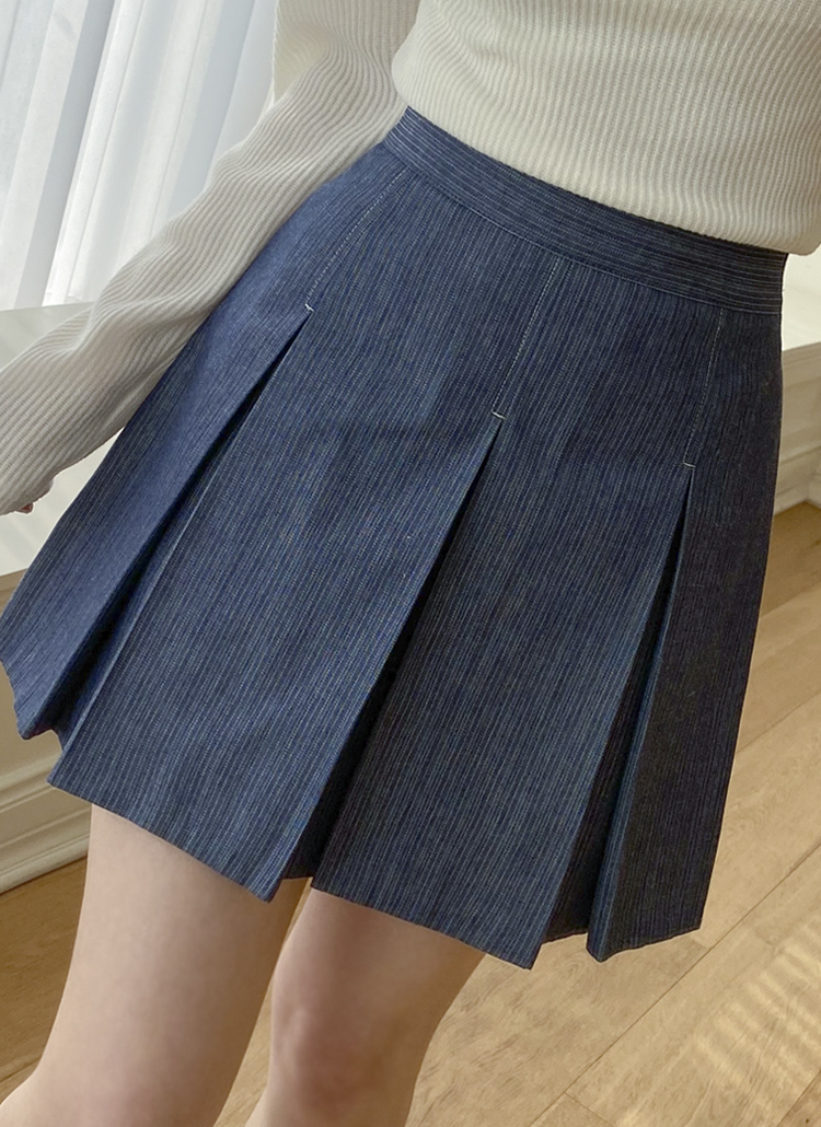 ワンコ　デニムプリーツミニスカート　2個R169 R168 ウォッシングデニムプリーツカットオフミニスカート｜ミニ