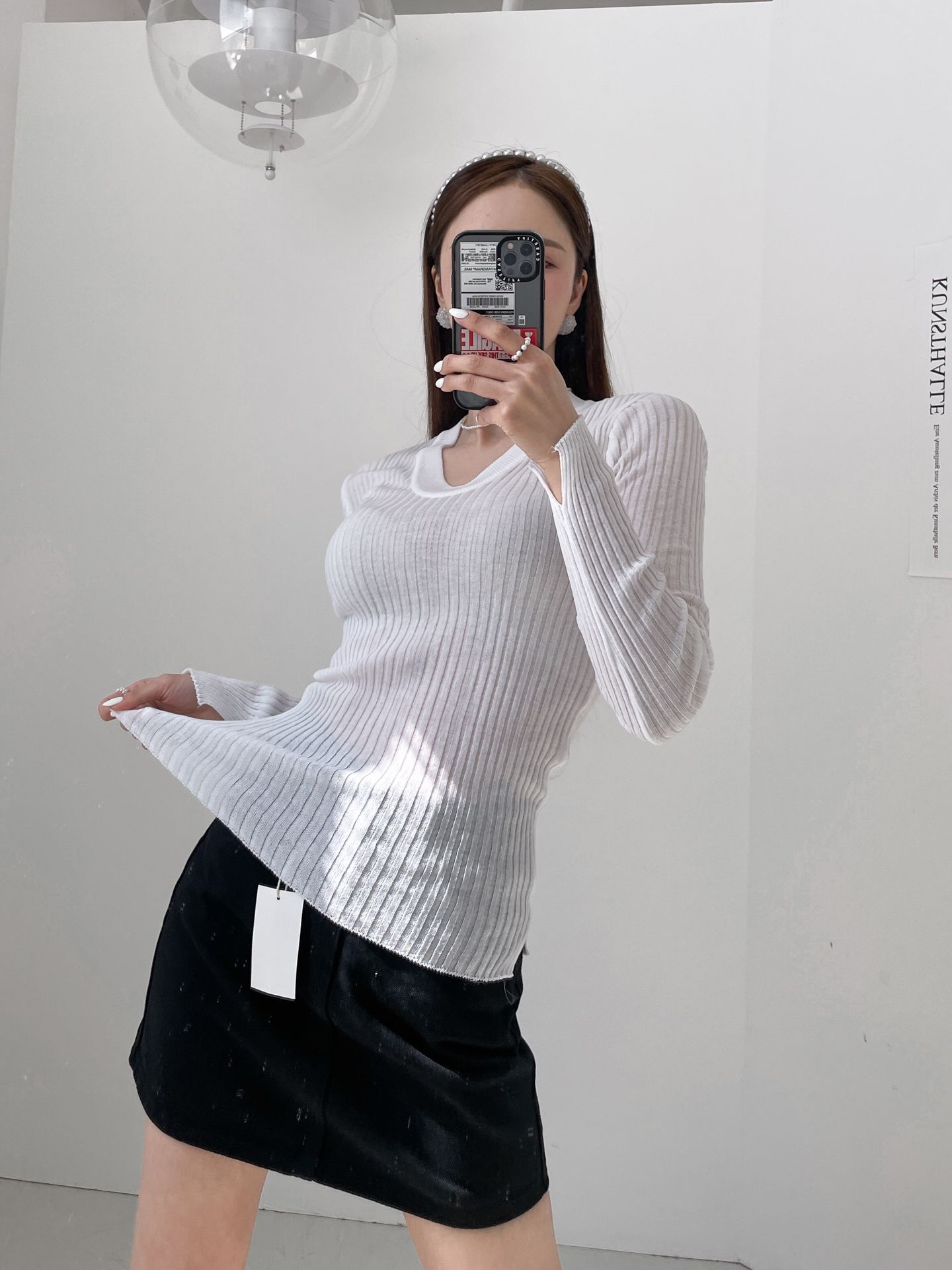 Vネックスリットスリムリブニット | 詳細画像2